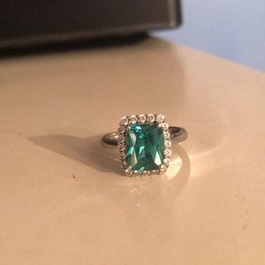 Lab created Alexandrite and white topaz ring